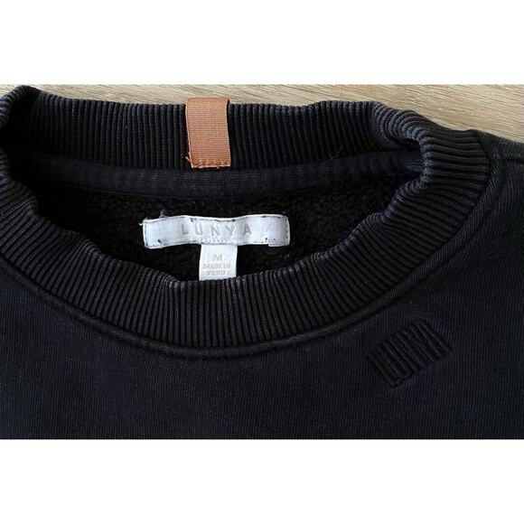 Lunya Woman's Cozy Fleece Crewneck Sweatshirt M Black Loungewear Travel - Picture 6 of 10